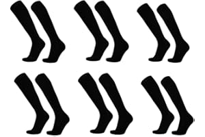 ZXOLDZX 6 Pairs Kids Youth Soccer Socks Solid Striped Knee High Tube Football Sports Socks for Boys Girls 6-12 Years Old