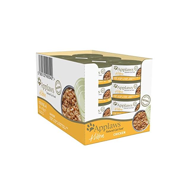 Applaws Natural Wet Kitten Food, Chicken Breast Cat Food Tin in Jelly 70g (Pack of 24 Tins)