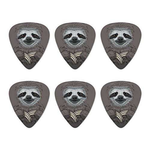 Cute Sloth Face Novelty Guitar Picks Medium Gauge - Set of 6