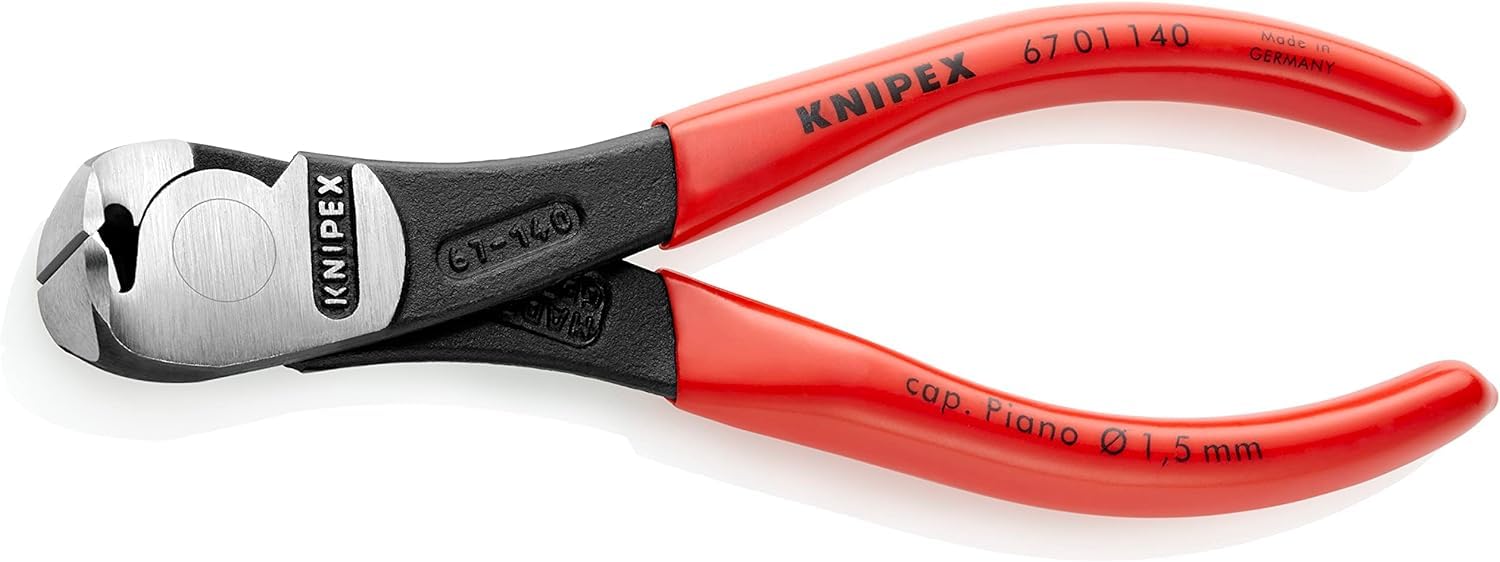 KNIPEX High Leverage End Cutting Nipper with Plastic Coating 140 mm, 67 01 140