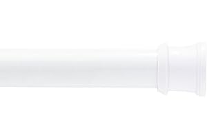 Kenney KN609C/10 Twist & Fit No Tools Camlock Tension Easy Install Shower Curtain Rod with Non-Slip, Non-Scratch Ends, 42-72" Adjustable Length, White, 1" Diameter Rust Resistant Steel Tube