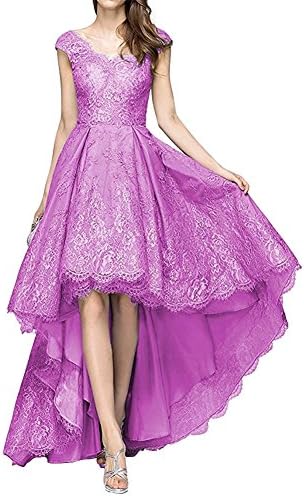 Rjer Women's Floral Lace High Low Cocktail Evening Gown V Neck Prom Dress 2017
