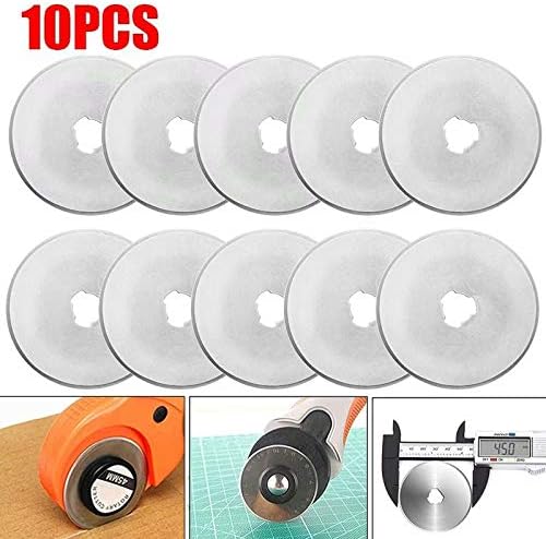 Emivery 10 Pack Titanium Coated Rotary Cutter Blades for Quilting Scrapbooking Sewing Arts Crafts,45mm,Silver