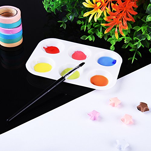Outus 12 Pieces Plastic Paint Palettes 6 Well Rectangular Watercolor