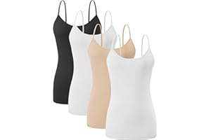 ROSYLINE 4Pack Tank Tops for Womens Basic Camisole with Adjustable Spaghetti Strap Undershirts Lightweight Soft Top