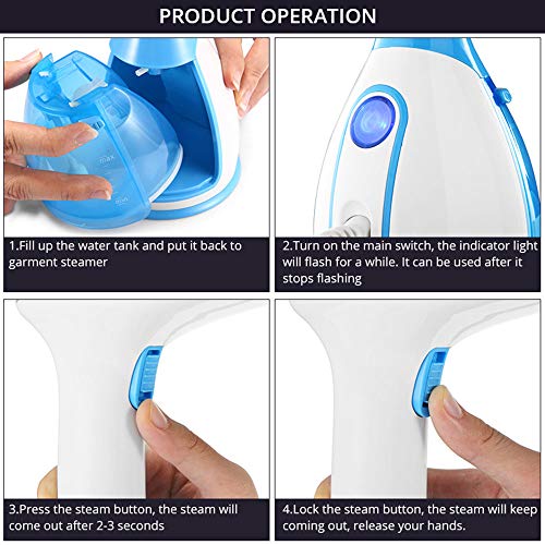 May Steam Fast Garment Steamer for Clothes, Powerful 7-1 Fabric Steamer for Home/Travel. Remove Wrinkles/Steam/Soften/Clean Fast-Heat Safe Ironing 280ml 1100W