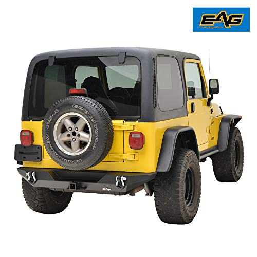 EAG Rear Steel Bumper with DRing and Hitch Receiver Fit for 8706