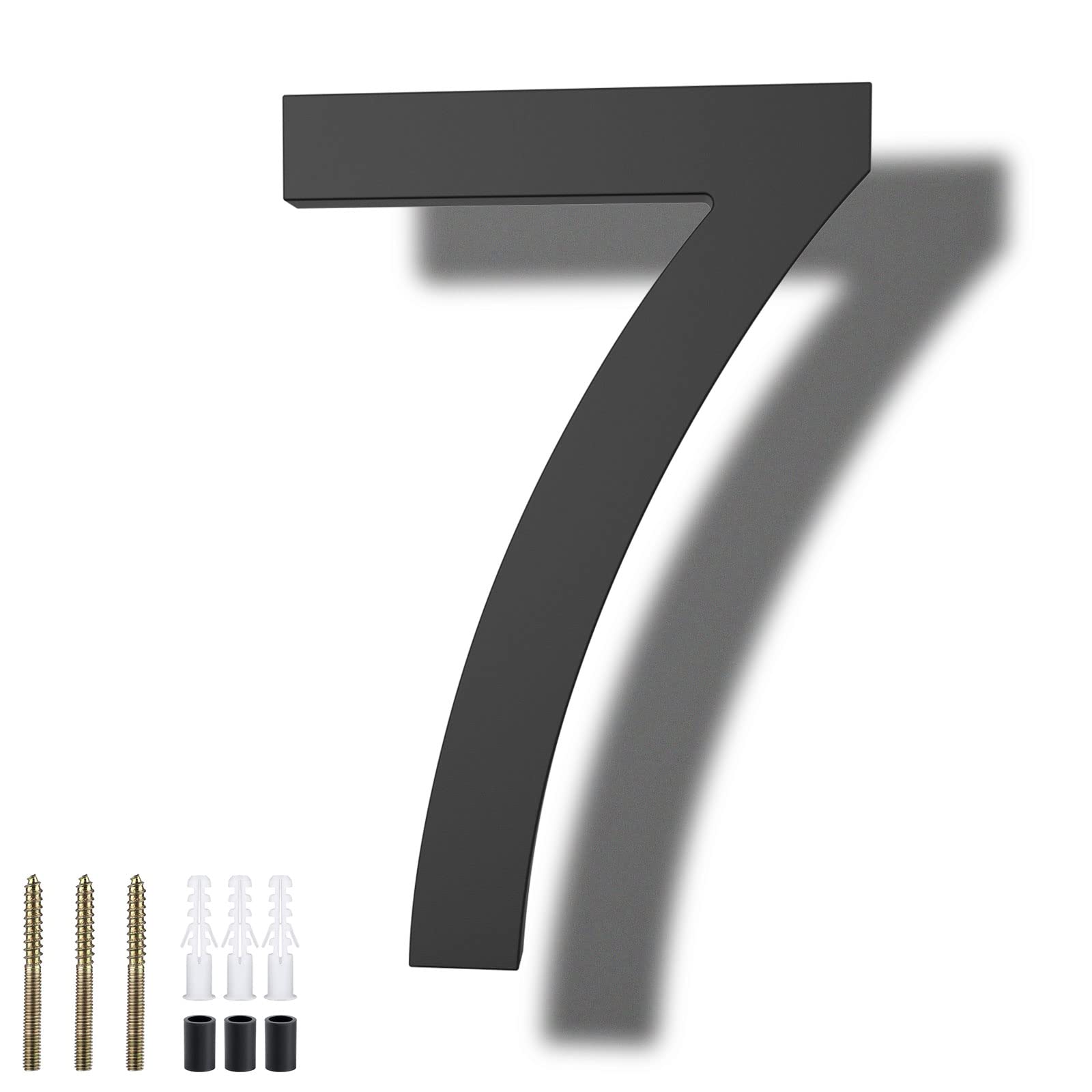 Photo 1 of DEWEL 8 inch Floating Large House Numbers for Outside, Black Modern House Address Numbers Decor for 911 Visibility Signage with Nail Kits (House Number 7)