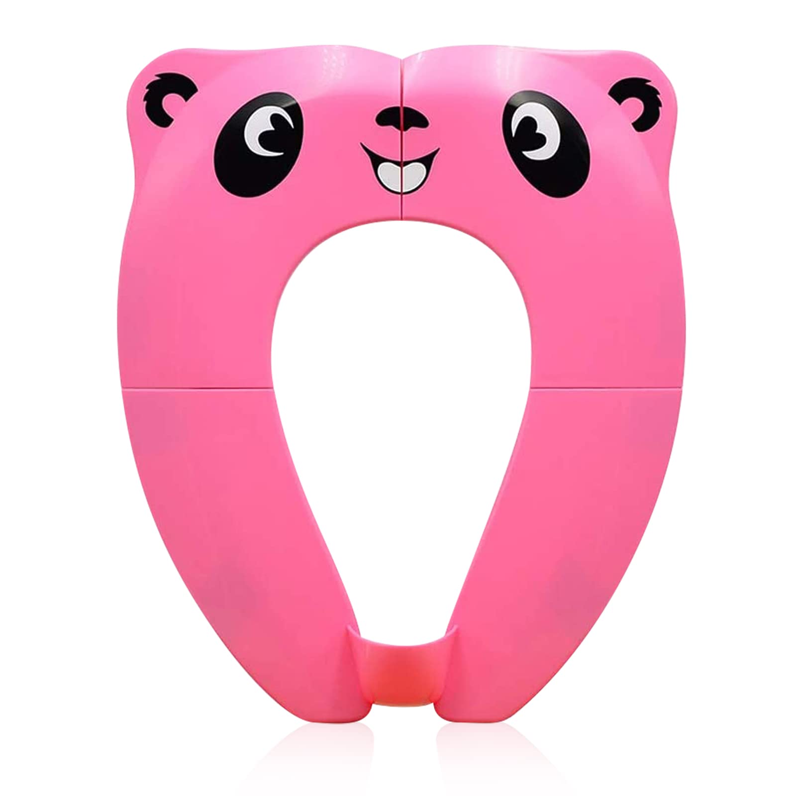 Pejoye Folding Toilet Seat Toddler, Portable Toilet Training Seat for Kids, Foldable Travel Toddler Toilet Seat in ABS Material with 8 Anti Slip Silicon Pads and 1 Carry Bag, Pink Panda