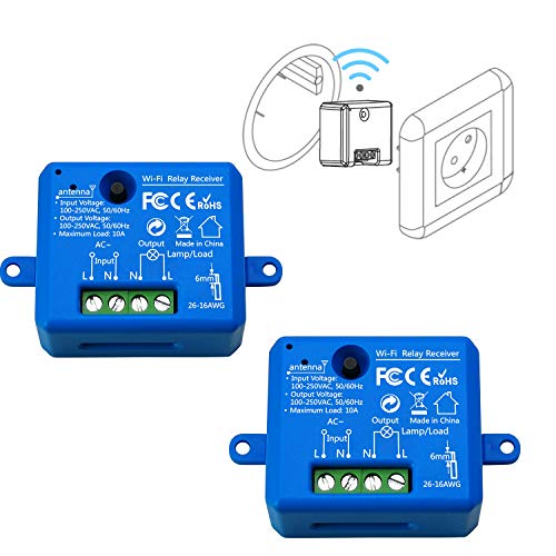 LoraTap-2-Piezas-Interruptor-WiFi-Inteligente-Mdulo-de-Interruptor-Inalmbrico-Temporizador-Control-Remoto-por-App-iOS-o-Android-Compatible-con-Alexa-Echo-Google-Home-e-IFTTT-10A2500W