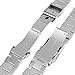 Hstrap Silver/Black Stainless Steel Watch Bands Brushed Finish Watch Strap 18mm/20mm/22mm/24mm Double Buckle Bracelet