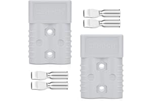 ZEHGCH Battery Connector, 175Amp 600V Quick Connect Wire Connector Plug Kit for 2-4 Gauge Cables, Compatible with Anderson Connector for Forklift Motor Winch Trailer Traction System(2AWG 2PCS Gray)