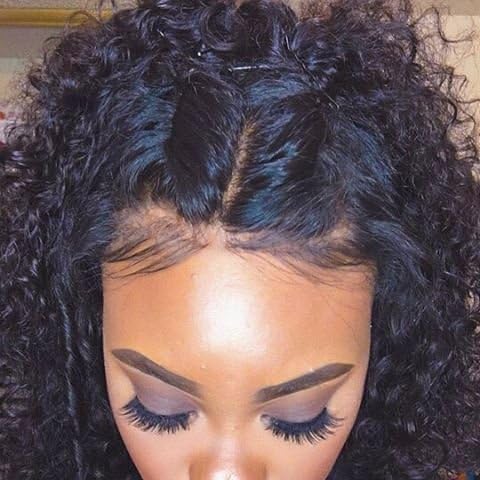 DLW Hair Pre Plucked Brazilian Virgin 360 Lace Frontal Human Hair Wigs Kinky Curly Remy 360 Lace Wig 130% Density with Baby Hair for Black Women 18inch Natural Color