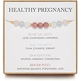 Aluinn Healthy Pregnancy Gift, Pregnancy Gifts for Expecting Mom,Rose Quartz, Aquamarine, Moonstone Bracelet, First Time Mom Gifts, Spiritual Bracelet,For Mothers Day Christmas Jewelry