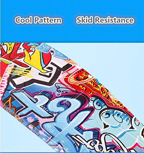 Jipemtra Scooters for Kids 3 Wheel T-bar Adjustable, Riding Kick Scooters for Kids Height Adjustable LED PU Flashing Foldable with Gorgeous Graffiti for Kids (Colorful)