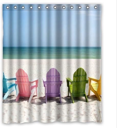 abigai Special Design Beach Chairs Waterproof Bathroom Fabric Shower Curtain 72" x 72"