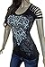 Bling Rhinestone Razor Cut Cold Shoulder Peekaboo Short Sleeve Top Choose Style