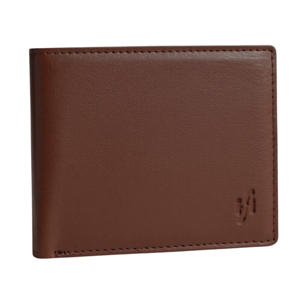 STARHIDE Mens RFID Blocking Soft Nappa Genuine Leather Zip Coin Pocket Trifold Wallet 115 (Brown)