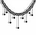 JQUEEN Lolita Black Braided Fabric Lace Choker Collar Beads Tassel Chain Necklace