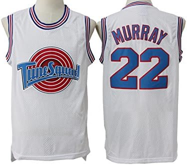 Mens Tune Squad Bill Murray #22 Mesh Space Jam Movie Jersey White XL