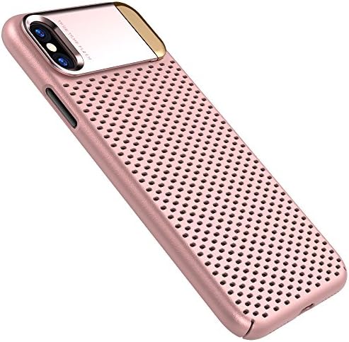 iPhone Xs Case, iPhone X Heat Dissipating Case with Kickstand, HXAYR Slim Fit [Heat Dissipation] Anti-Fingerprint No-Fade Skin Hard Cooling PC Phone Case Cover for iPhone X/iPhone Xs 5.8 inch, Pink