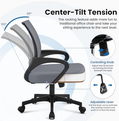 Silla de Oficina Silla Escritorio de Malla Giratoria Gris Oscuro