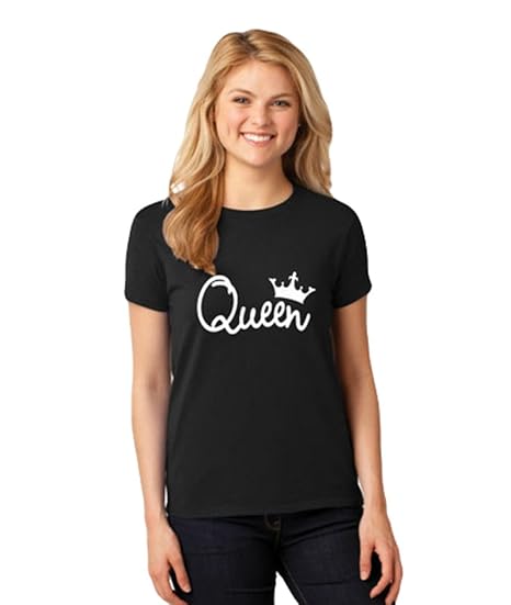 ZKOO King Queen Kaiserkrone Druck T-Shirt Paar Kurze Ärmel T-Shirts Pärchen Liebhaber T-Shirts Tops Geschenk Herren Frauen