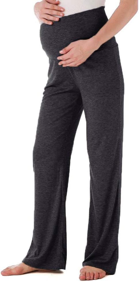 Women's Maternity Wide/Straight Versatile Comfy Palazzo Lounge Pants Stretch Pregnancy Trousers