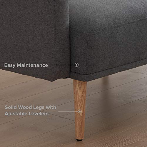Mopio Chloe Convertible Futon Couch Bed, Fabric Tufted Modern Sofa Sleeper with Tapered Wood Legs, 69" W, Perfect Suit for Your Living Room, Dark Gray - Thumbnail 6
