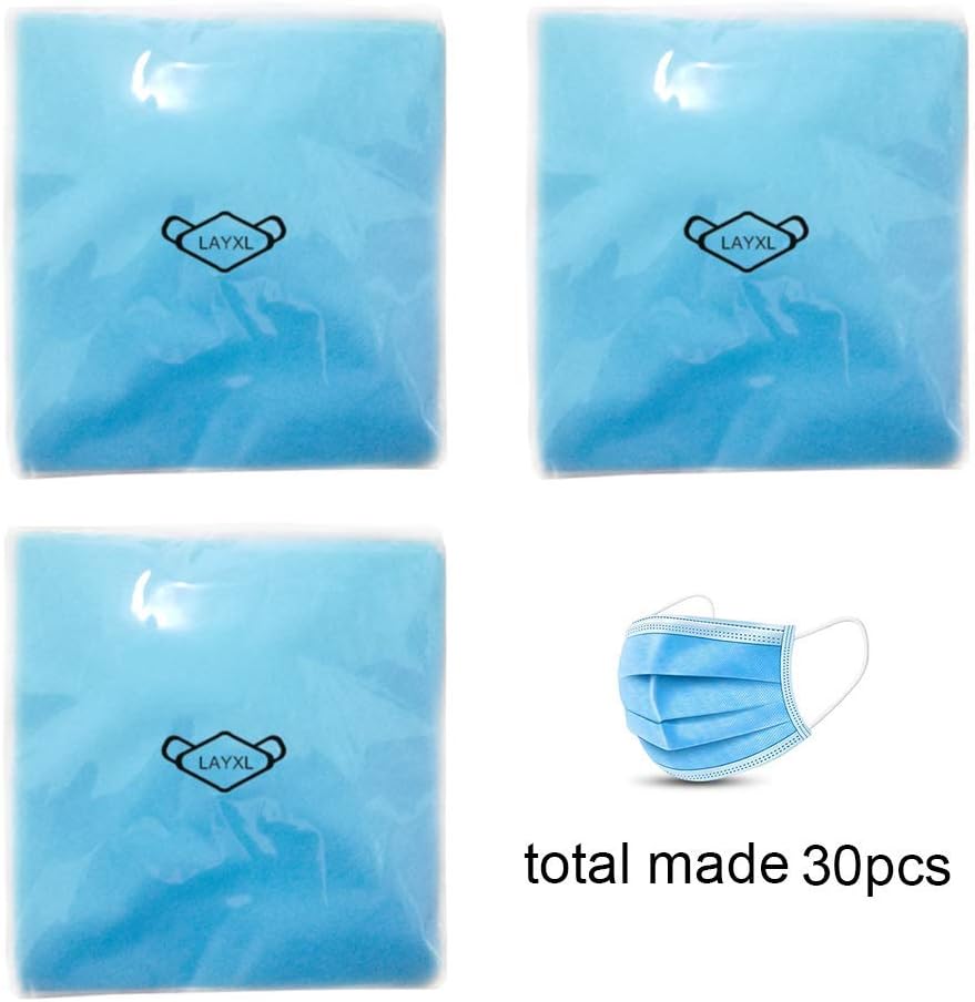 Electrostatic melt-Blown Fabric, Polypropylene Non-Woven Fabric 95% Filter fine Particles, 3 Layers of Fabric can be DIY Finished Product × 30, with Nose Bridge Strip and Ear Band