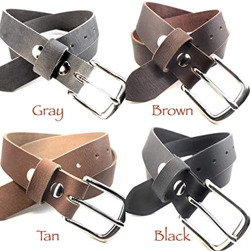 Raw Edge Leather Belt 4 Colors Vintage Classic Genuine Full