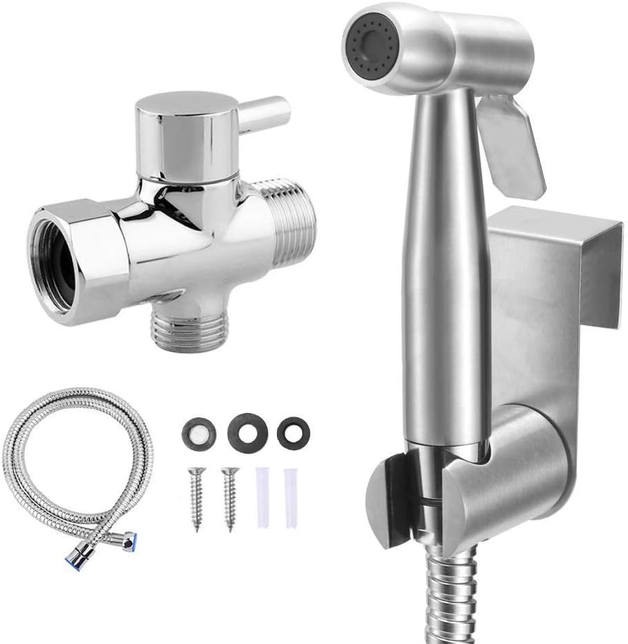 Handheld Bidet Sprayer for Toilet, Vingtank Premium Stainless Steel Baby Cloth Diaper Sprayer, Attachment with Hose, Toilet or Wall Mounted, Feminine Wash - - 