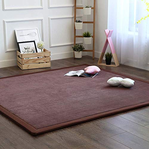 Lxyds-Fluffy-Zona-AlfombraSuave-MoquetasBeb-Jugar-MatTerciopelo-Coralino-Moquetas-Nios-gateando-Tatami-Mat-Sala-de-Estar-Dormitorio-Alfombra-Brown-100x100cm39x39inch