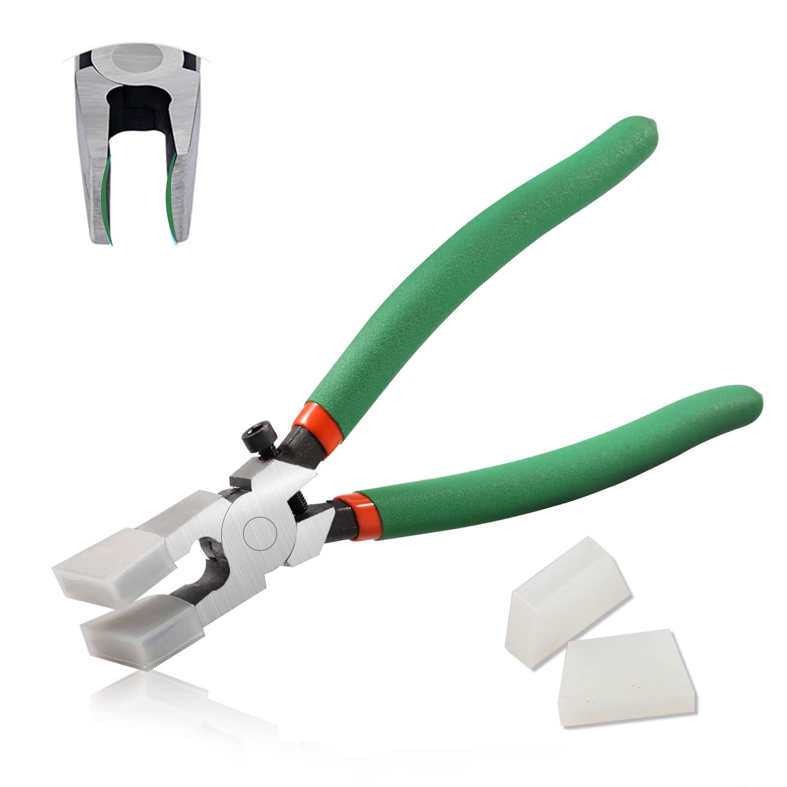 SPEEDWOX 8 Inch Glass Running Pliers Heavy Duty Key Fob Pliers Tool with 2 Pair of Rubber Tips for Snapping Glass Stained Glass Work Key Fob Hardware Install