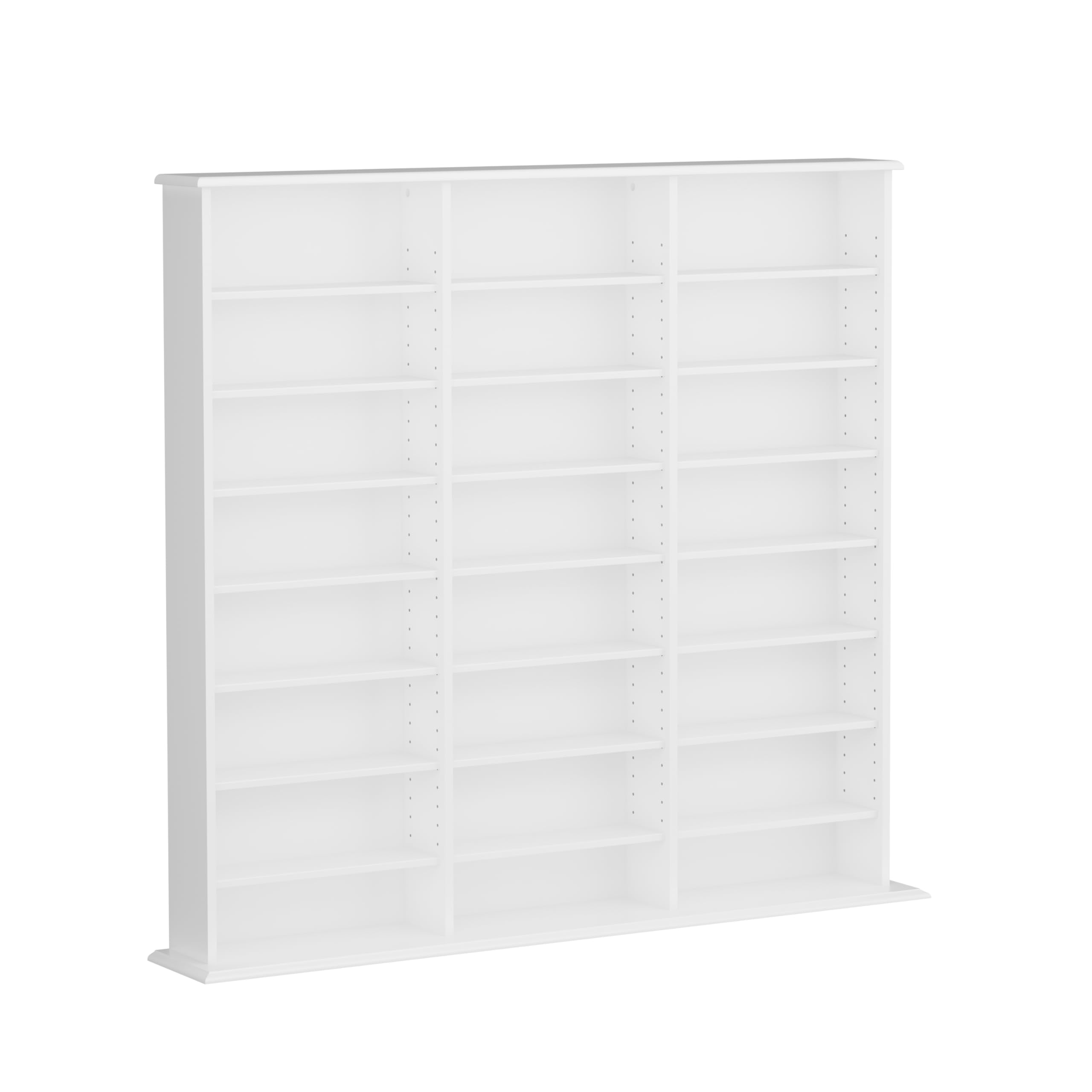 Photo 1 of Prepac 3 Column 51" Tall White Display Multimedia Cabinet, Wood Media Storage with Removable Sheves, Modern Multimedia Storage Unit with 21 Adjustable Shelves for Books, DVDs and Collectibles, White