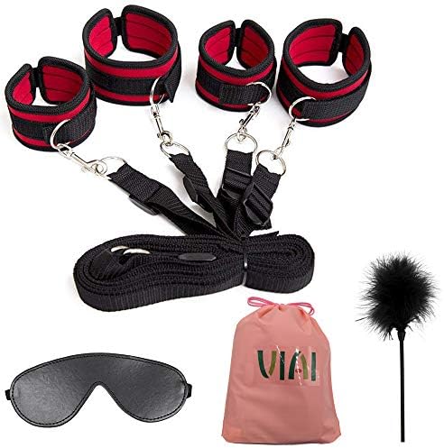 JADE4 VI AI 8 Pcs Bed Restraints Set - Bed Restraints Straps Adjustable Exercise Bands - Strong and Durable Exercise Bands - Suitable for Both Men and Women
