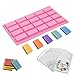 Tomnk 3pcs 20-Cavity Rectangle Silicone Handmade Soap Mold Silicone Mold for Making Soap Candy Chocolate Cake, with Sealable Bags for Decoration Design (Rectangle)