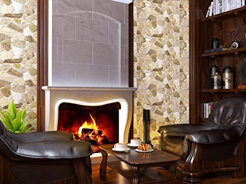 Amazon Com Wild Beige Stone Pvc 3d Wall Panels Interior Design