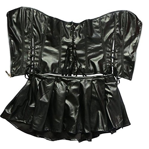 KUOSE Damen Schwarz Vollbrust Kunstleder Corsagenkleid Korsett Übergrößen S-6XL – Bild 5