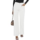 GRAPENT Straight Leg Jeans for Women High Waisted Stretchy Frayed Raw Hem Loose Denim Pants Casual Baggy Jean Trousers