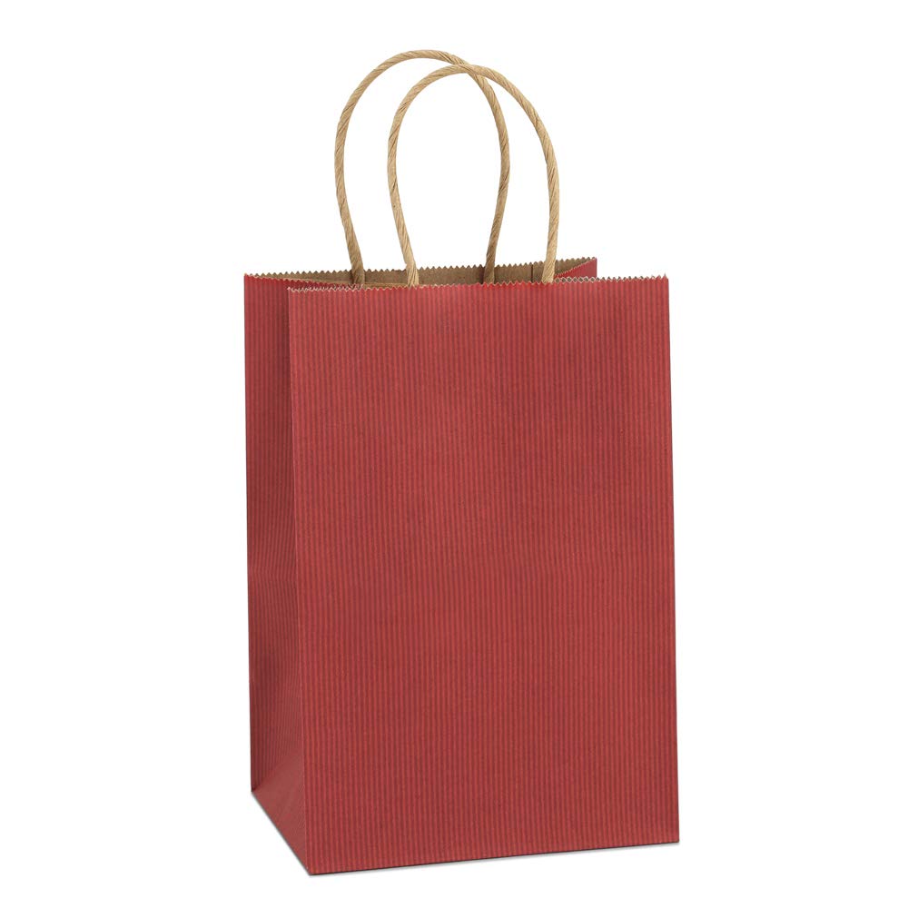 BagDream Kraft Paper Bags 50Pcs 5.25x3x8 Inches Small Gift Bags with Handles Bulk, Party Favor Bags, Paper Retail Merchandise Bags Kraft Gift Paper Bag Red