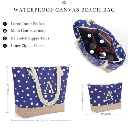 YOOLIFE INITIAL TOTE BAG FOR WOMEN – WOMENS MONOGRAMMED TOTE BAG PERSONALIZED BEACH TOTE BAG CHRISTMAS GIFTS BIRTHDAY GIFTS MONOGRAMMED GIFTS LETTER C