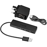 Anker 4-Port Ultra-Slim USB 3.0 Data Hub with 10W Power Adapter / USB Wall Charger Included