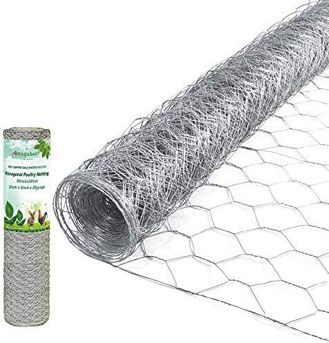 Amagabeli 2 inch Hexagonal Poultry Netting Galvanized Chicken Wire Mesh Fence