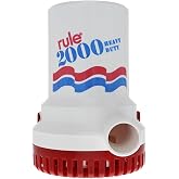 Rule 10 2000 GPH Bilge Pump 12V, Submersible, 1-1/8" Discharge | Marine Boat Accessory Anti-Airlock, Reliable Ignition Protection, Silent Operation, Rust/Corrosion Resistant