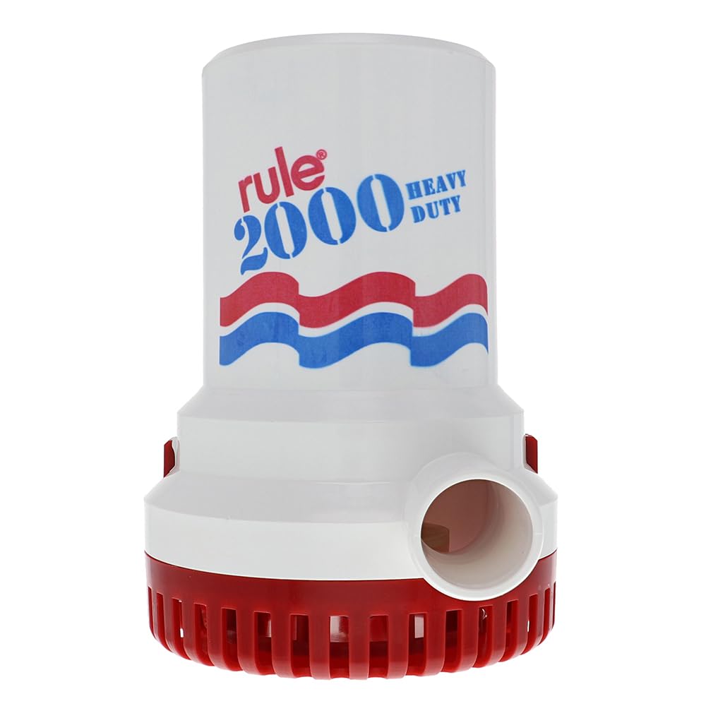 Rule 10 Marine Bilge Pump, 2000 Gallon Per Hour, Non-Automatic, 12 Volt DC