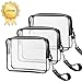 Ariza Clear Toiletry Bag Tsa Approved, Travel Accessories Toiletries Bags Carry On 3-1-1 Quart Sized Airport Airline Compliant Makeup Organizers with Zipper 3pcs/pack (Black)
