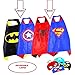 Superhero Capes for Kids, Girls & Boys | Pretend Play 2 Reversible Capes & 4 Masks Halloween, Birthdays Party Favors