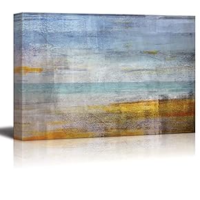 Abstract Painting of The Ocean with Yellow and...