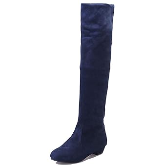 Beikoard Damen Overknee Stiefel Winterherbst Flache Stiefel Hohe Bein Wildleder Kurze Lange Stiefel Dünne dünne Stretch Samts